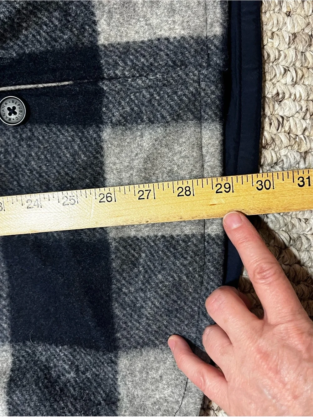 Men's Navy and Gray Plaid Button-Up Jacket Banana Republic size large